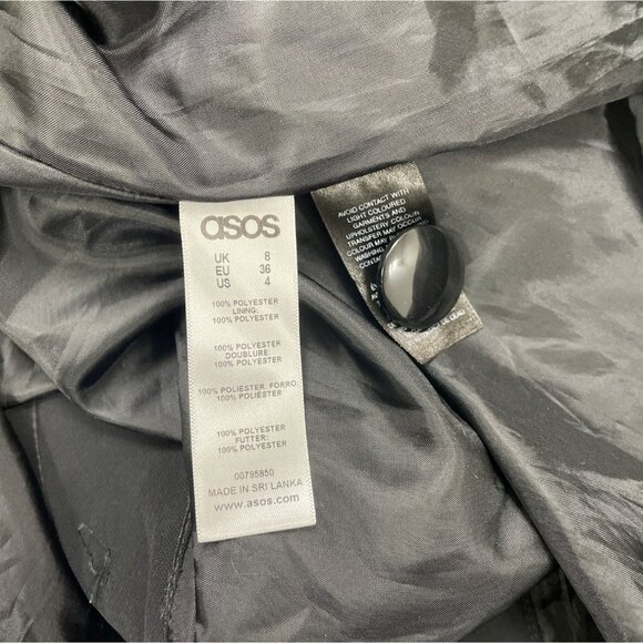 ASOS Black Halter Neck Mini Dress With Button Back Detail  - Size 4 - Picture 6 of 7